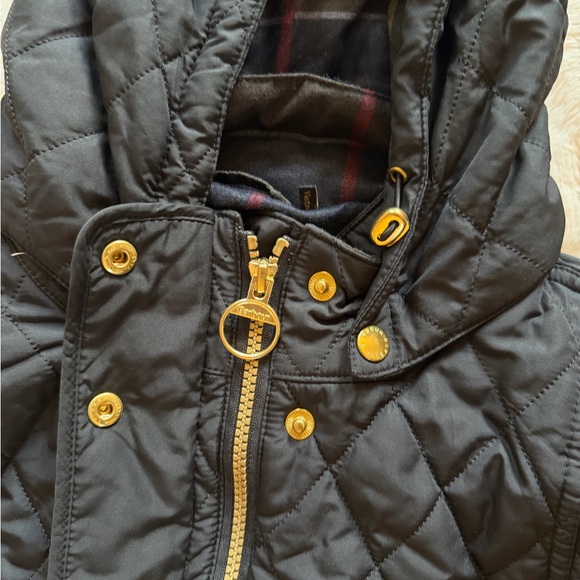 Barbour Millfire Tartan Collection Quilted Hooded Jacket - Picture 3 of 10